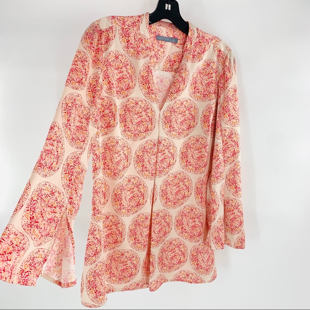 Octavia Printed Slit Sleeve V Neck Kaftan Tunic
